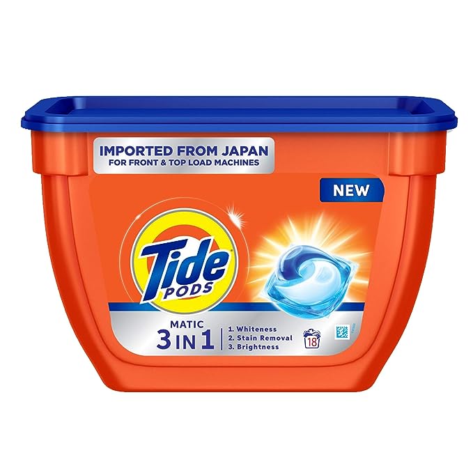 Tide Matic 3in1 PODs Liquid Detergent Pack 18 Count for Both Front Load and Top Load Washing Machines Tide Matic 3in1 PODs Liquid Detergent Pack 18 Count for Both Front Load and Top Load Washing Machines